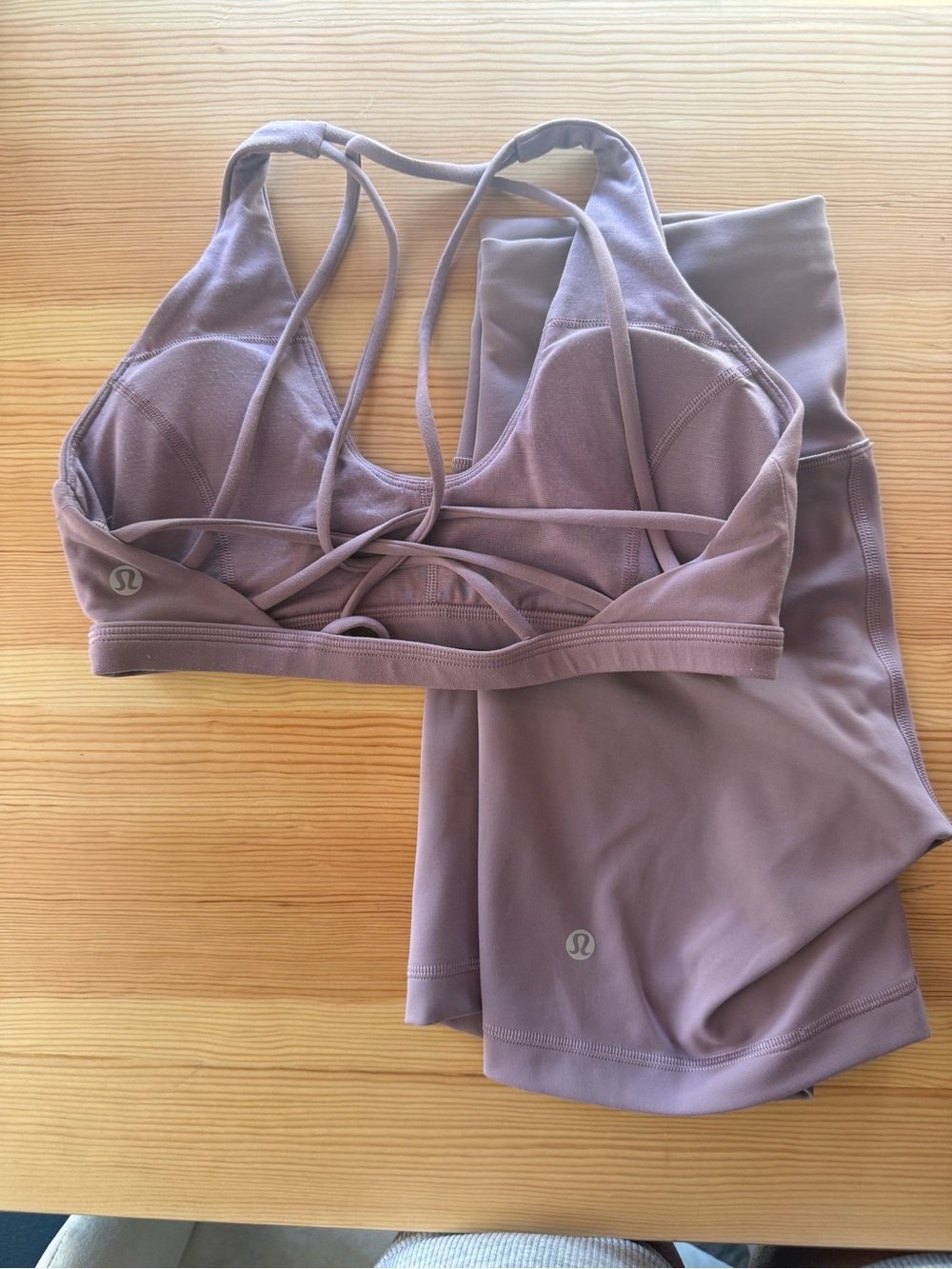 lululemon athletica Lavender Lux Strappy Sports Bra and Leggings Set